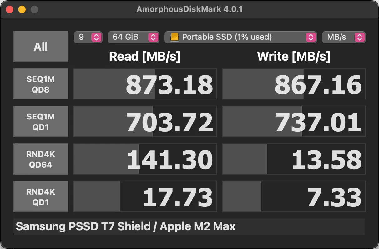 Samsung PSSD T7 Shield - APFS Encrypted - 64 GB