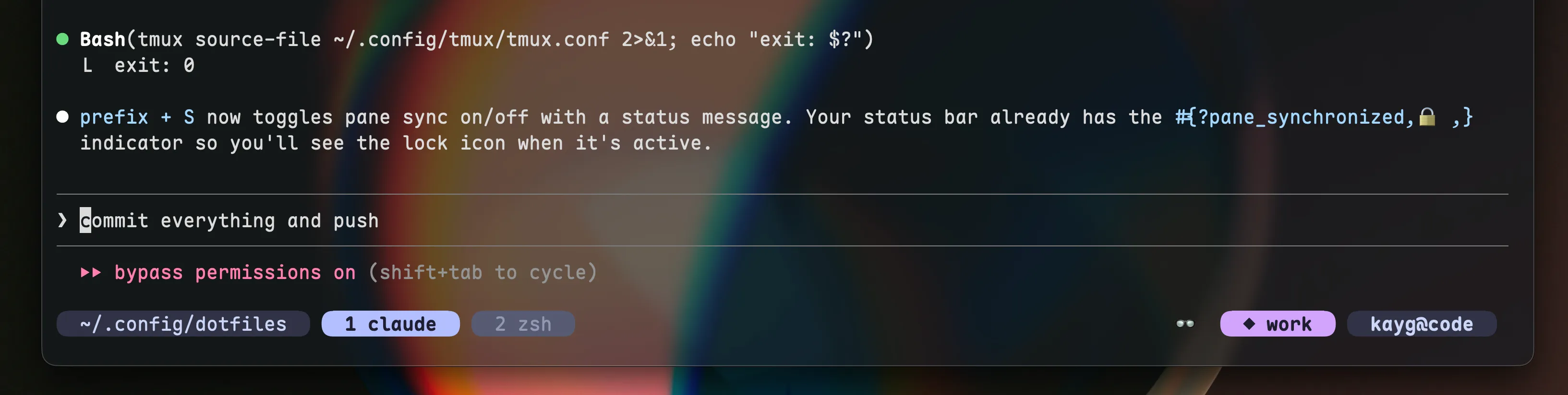 Ask claude code to help out with tmux